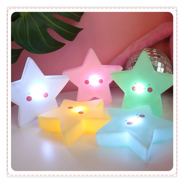 2020 Cute Star Smile Face Soft Vinyl Led Night Light Toy For Baby