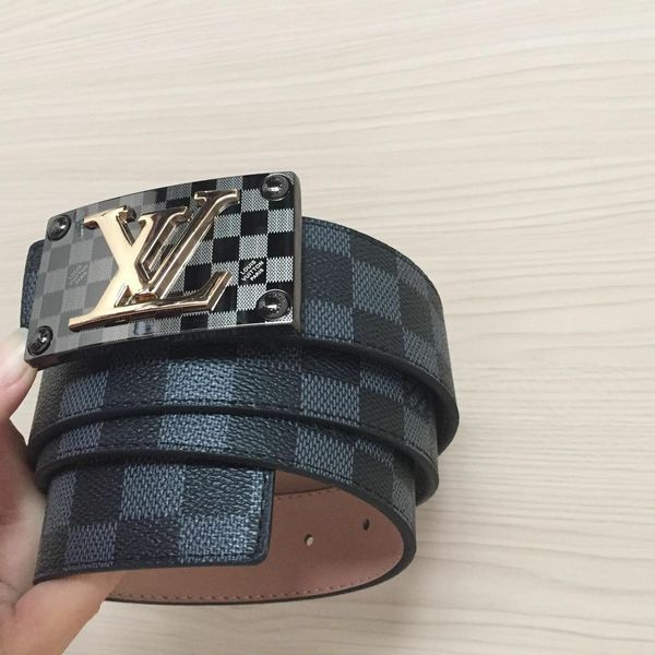 

Men's wear brand belt retro smooth buckle business belts fashion printing small plaid leather belt for men belt free delivery