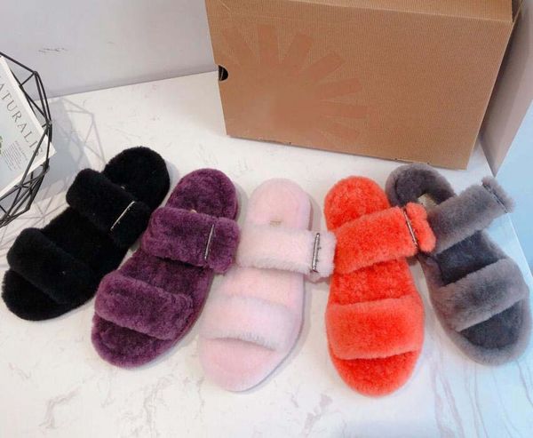

fashion women furry slippers australia fluff slide casual shoes boots fashion women sandals fur slides slippers 10, Black