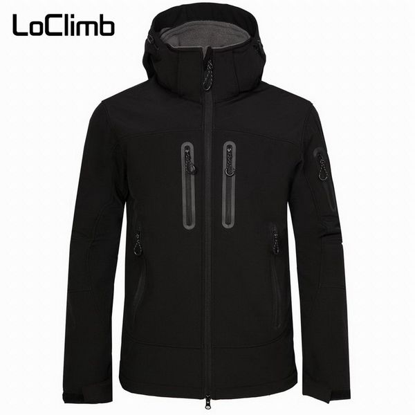 

loclimb men's outdoor hiking jacket men winter fleece softshell coats sport heated windbreaker trekking waterproof jackets am349, Blue;black