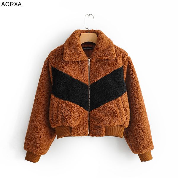

women short winter thick coat plush brown sml, Black;brown