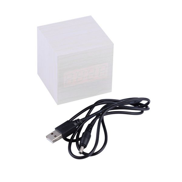 

modern wooden wood square led alarm clock deskdigital wood usb / date display touch enabled
