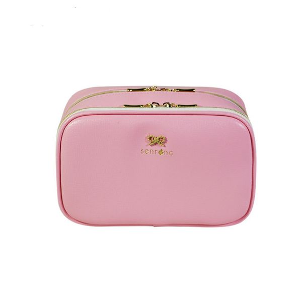 

lovely pink girl double deck makeup bag pure and fresh fair maiden wind