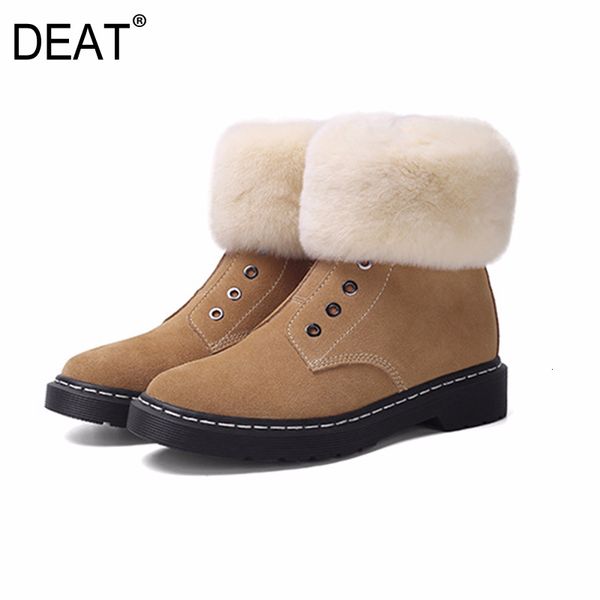 

deat] 2019 round toe flock side zipper casual velvet shoes women short snow boots new autumn winter fashion tide 10f042, Black