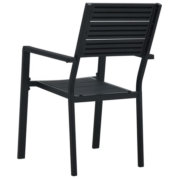 

2 pcs black hdpe garden chairs wood look garden sets