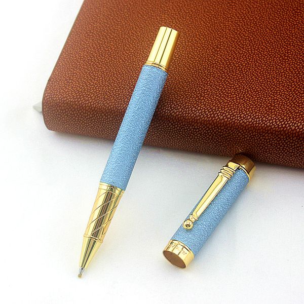 

роскошные матовое небо синий роллер ручка высокое качество металла стали шариковые ручки с металлическим зажимом подарочный чехол канцелярск, Blue;orange