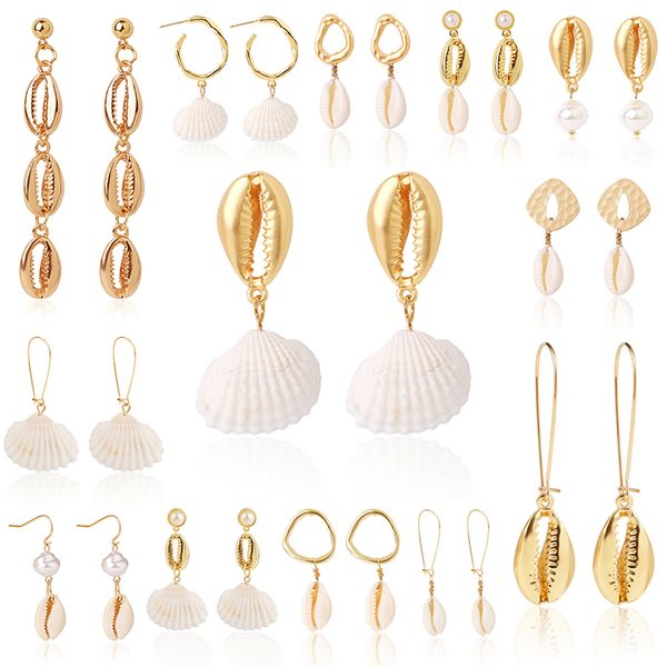 

xiyanike 19 style simple jewelry natural shell freshwater pearl long dangle earrings women exquisite handmade ear accessories, Silver