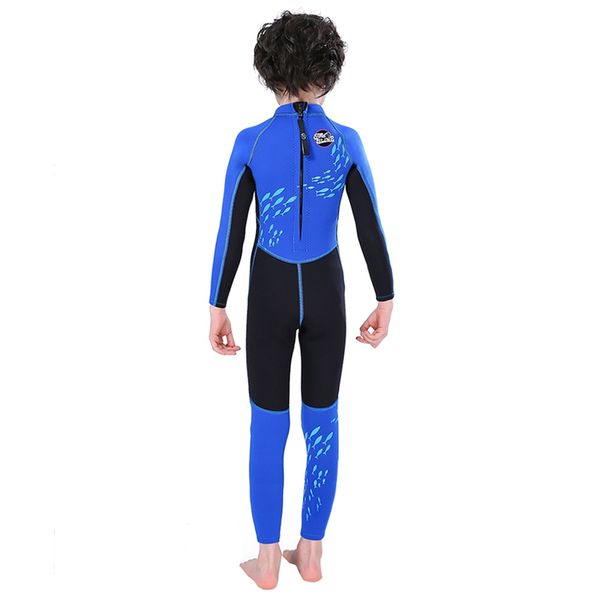

boy 2.5mm long sleeve one-piece swimsuit children elastic sunscreen thermal dive skin for swimming diving snorkeling surfing, White