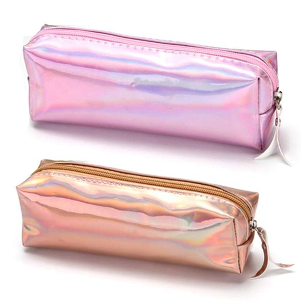 

2 pcs pencil case quality school waterproof stationery gift pencilcase school cute pencil box , rose gold & pink