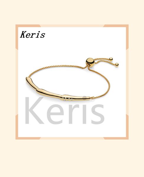 

100% 925 silver sterling new 2019 spring 567917cz bright flower slider diy charm bracelet ing, Golden;silver