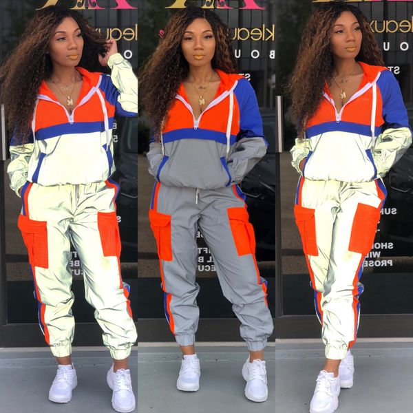 

2019 women's hooded long sleeve sports suit, Gray