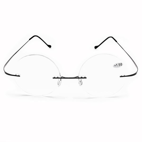 

fashion retro round titanium rimless reading glasses for men women +1.0 to 3.00