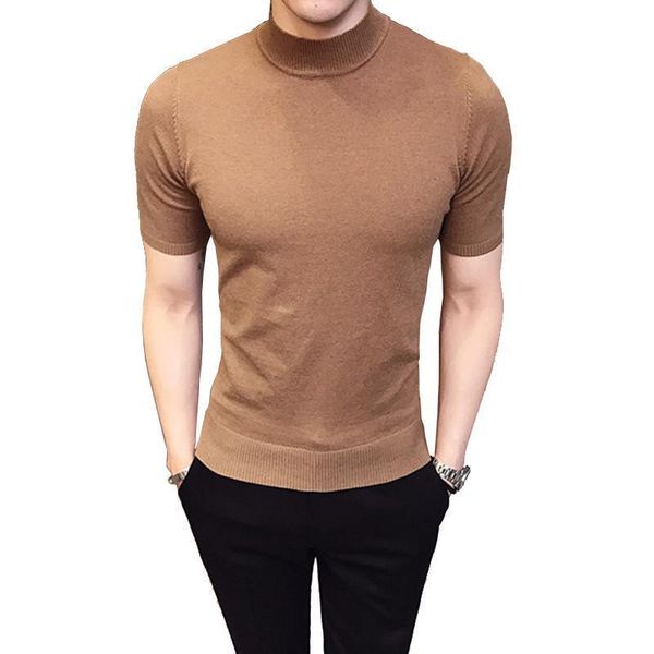 

2019 heat fashion short-sleeve sweater mens turtleneck sweaters cardigan malebritish style basic slim fit gentleman sexy, White;black