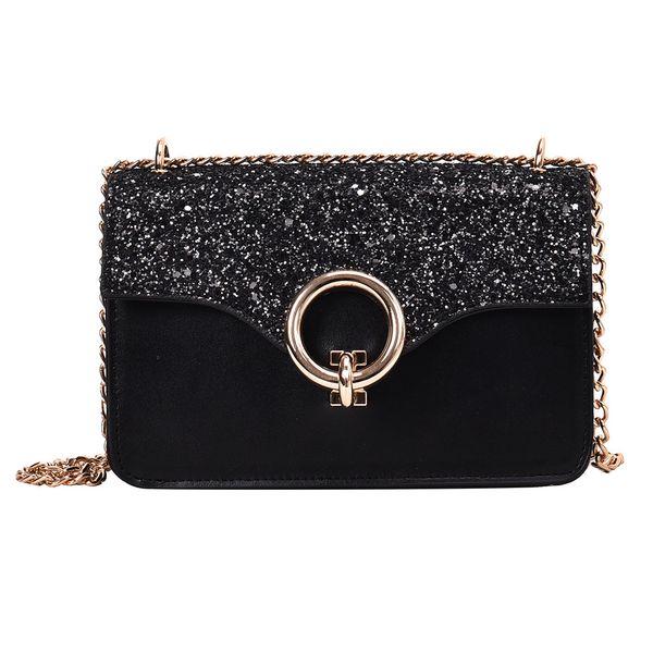 

new elegant shoulder bag women wild simple messenger bag for girls women sequin colorful small square shoulder chain k614