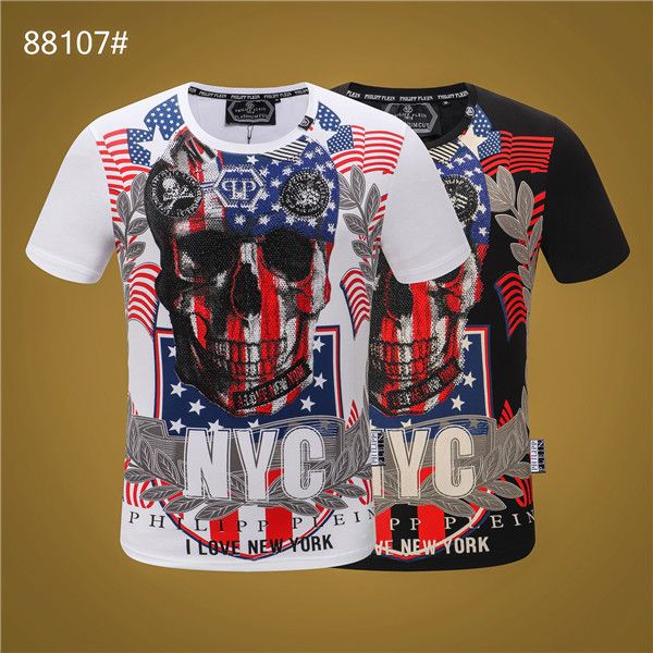 

paris brand clothes mens t shirts crew neck printed phillip plain brand t shirts 2020 new, White;black