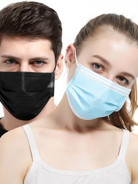 

disposable face mask 3 layer ear-loop dust mouth masks cover 3-ply non-woven disposable dust mask soft breathable outdoor part dhl