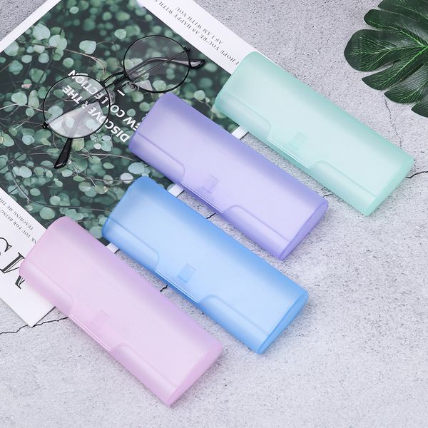 

1pc new fashion portable plastic semi-transparent glasses case durable pp glasses men women eyeglass box, Silver