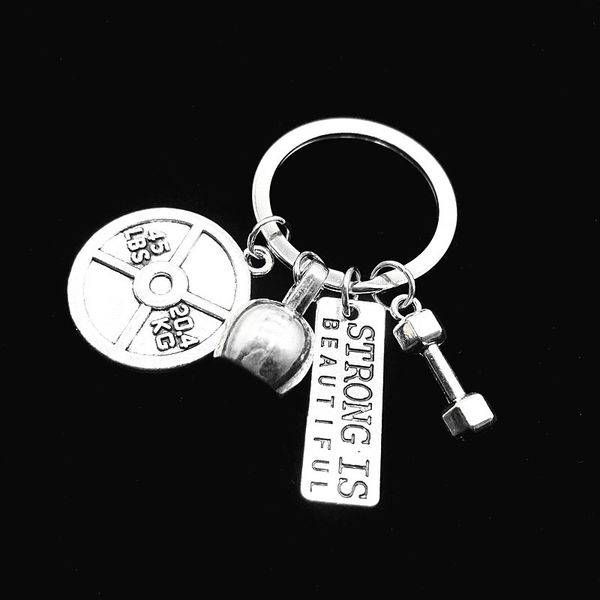 

2020 новых силы ювелирных изделий спортивных серий штанги гантель мужчины и женщины пара брелки ювелирных украшений аксессуары подарка, Slivery;golden