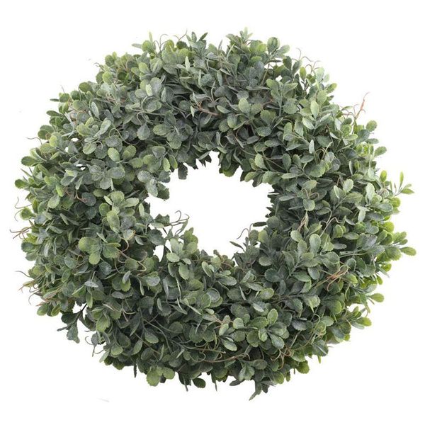 

artificial green leaves wreath - 17.5 inch front door wreath shell grass boxwood for wall window party decor