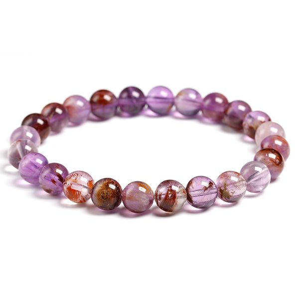 

genuine natural auralite 23 bracelets natural stone stretch amethyst round bead gem bracelet women men fine jewelry gift, Golden;silver