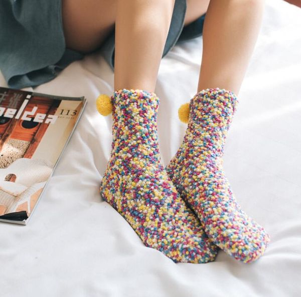новый корейский стиль chirstams торт носки 9 стили девушки хлопок теплые носки торт носки женщины трубки пузырь коралловые кашемировые чулки