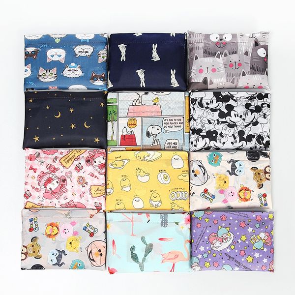 

60 style shopping bag eco-friendly folding reusable portable shoulder handbag polyester for travel grocery bags