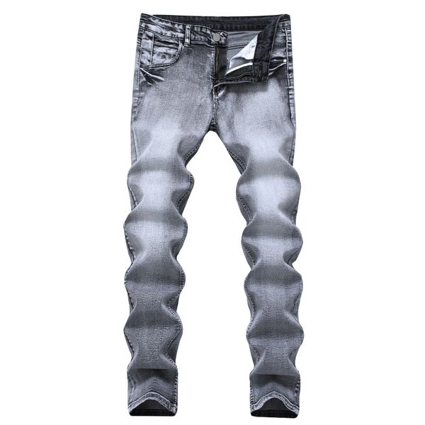 

gray new jeans men's spring and summer slim feet elastic pants youth popular stretch casual pants tide, Blue