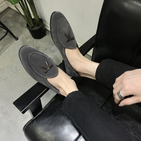 

2019 summer new lok fu shoes men's leather casual wild trend small shoes, Black