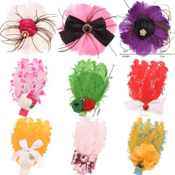 

32pcs chic accessory boutique headbands feather flower elastic hair band headband knotted hair accessories headwrap, Slivery;white