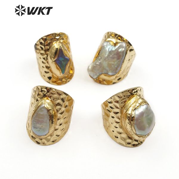 

wt-r328 wkt natural freshwater pearl rings big size women rings charm in multi shape 2019 new design for party making, Silver