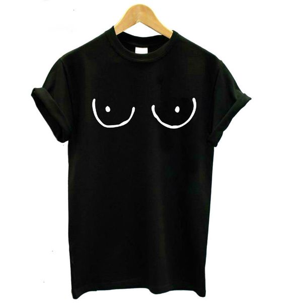 

смешные titties груди boobies печати новые женщины tshirt хлопок повседневная рубашка для тройника девушка hipster последние флаттер рукава, White