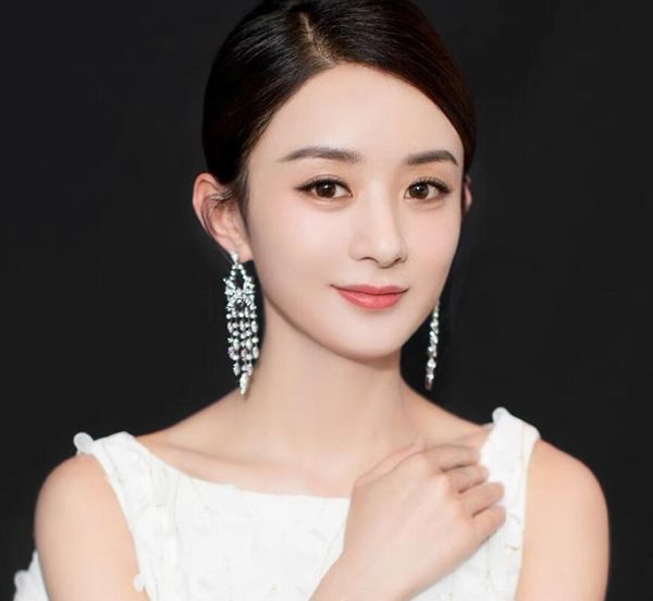 

2019 new s925 sterling silver crystal long chain earrings butterfly earrings for women jewelry fashion wedding statement earrings accessorie, Golden