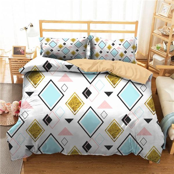 

a bedding set 3d printed duvet cover bed set geometric plaid home textiles for adults bedclothes with pillowcase #gz05