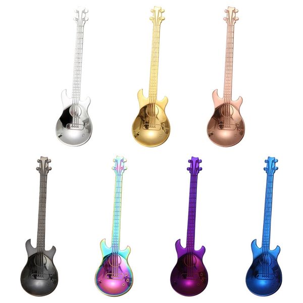 

1pcs guitar coffee spoon stainless steel milk dessert ice cream spoon teaspoons coffee accessories flatware drinking tools