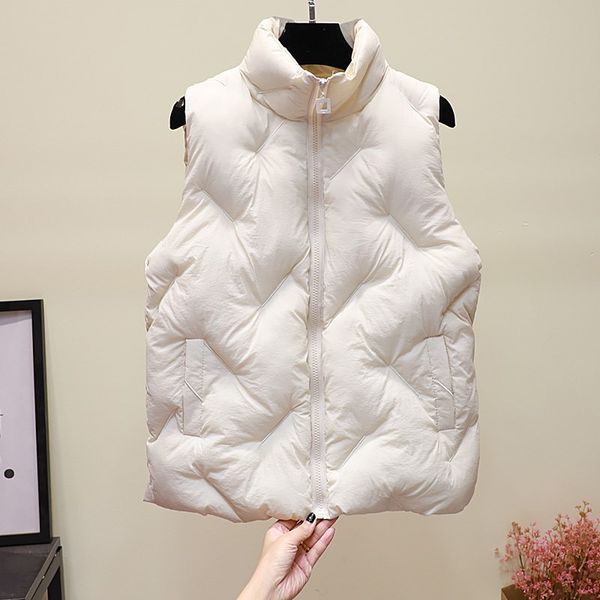 

2019 winter vest women casual autumn warm thicken sleeveless waistcoat female cotton padded vest parkas m, Black