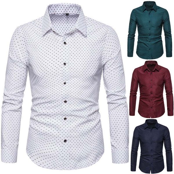 

newly men print shirts long sleeves slim fit business casual for summer fif66, White;black
