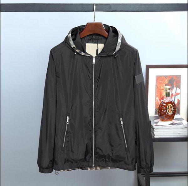 

autumn mens boutique trend brand jacket burberri high end custom mens designer jackets tide brand letters embroidery logo loose jackets, Black;brown