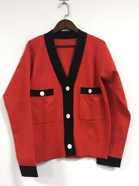 

2020 spring and summer new v-neck color knitted cardigan jacket women, White