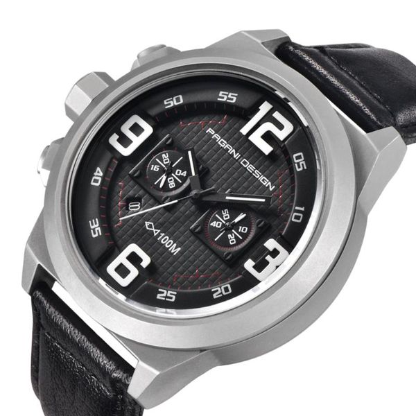 

pagani mens auto date quartz chronograph watch man stainless steel waterproof watch male clock relogio masculino, Slivery;brown
