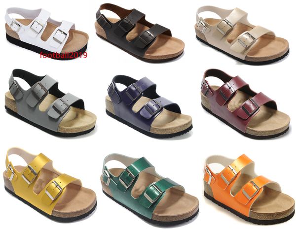

new brand arizona sell summer men women thick bottom flats sandals cork casual slippers open-toed genuine leather shoes size 35-46