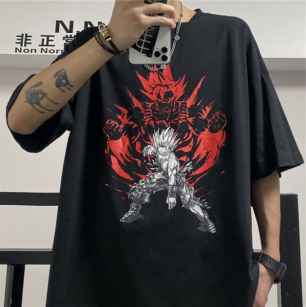 

аниме z harajuku мужчины женщины футболка с коротким рукавом son gohan футболка ulzzang корейский стиль tee top clothes уличная одежда, White;black