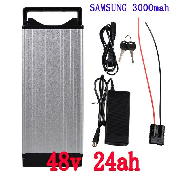 

48v 1000w batttery 48v 24ah electric bicycle battery 48v 25ah lithium battery cell samsung cell with 30a bms+54.6v 2a charger