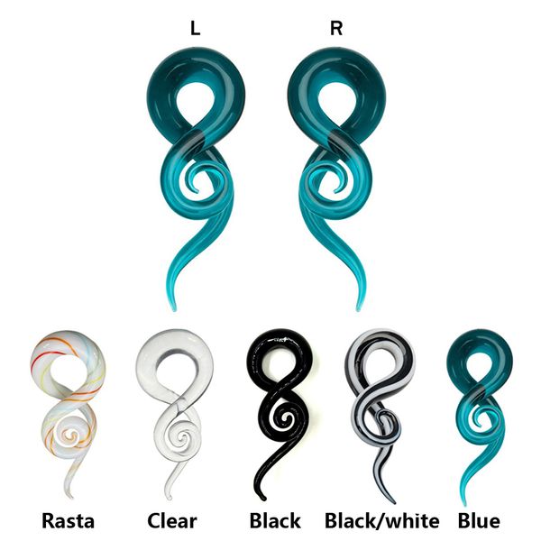 

pair pyrex glass ear spiral taper strehcers piercing twist stretcher plug expander jewelry, Slivery;golden
