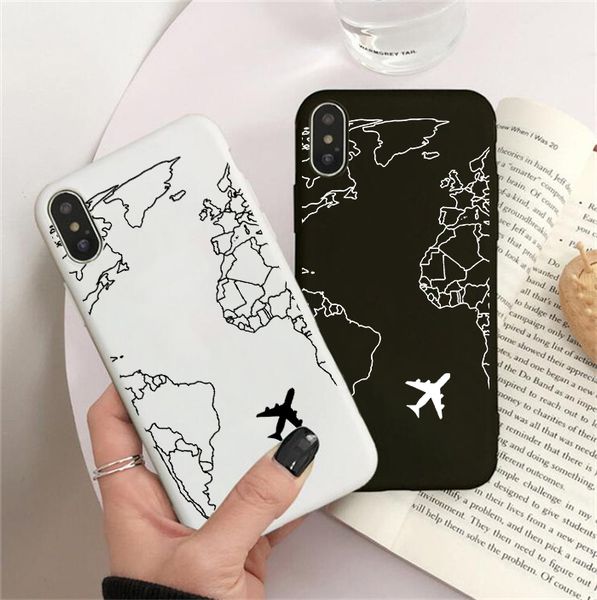 

luxury popular planes map designs phone case for iphone 11 pro xr x xs max 8 7 6s plus 5s se soft silicone cases black cover
