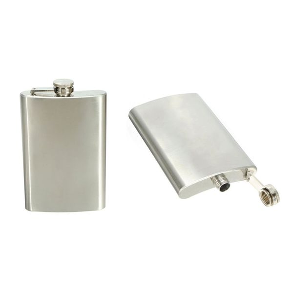

a sophisticated shiny rectangular stainless steel flask other dinnerware