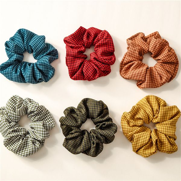

creative new style autumn and winter retro plaid large intestine ring hairband women's bandeau headband hair accessories, Brown