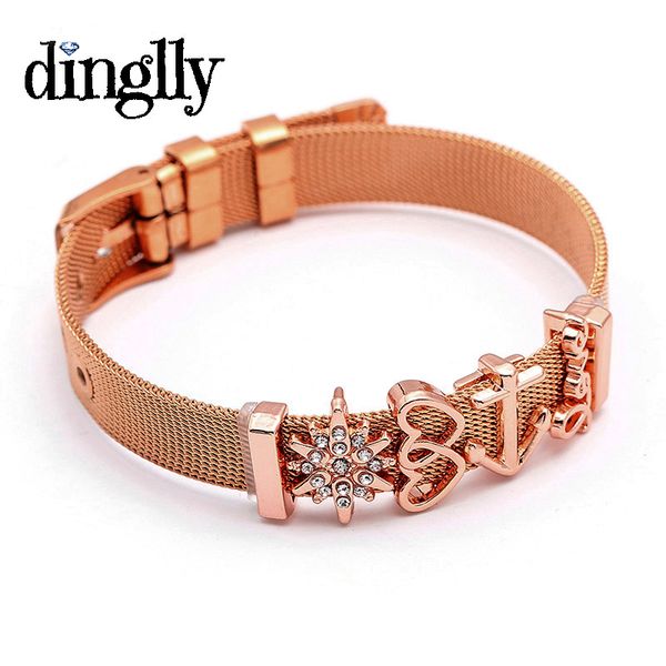 

dinglly rose gold silver gold length adjustable wire mesh bracelet charm bracelet watch chain for men women girls girls, Golden;silver