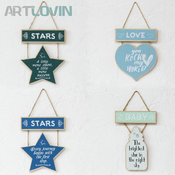 

rustic wooden signs & plaques kids room decor love/feeding-bottle/star shape alphabet printing wood wall decoration decorations