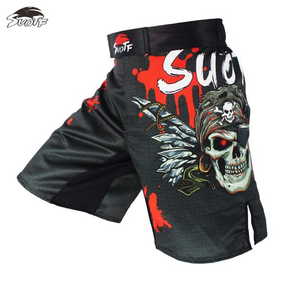 

pirate style shorts men boxing trunks sports fitness sparring pants tiger muay thai training shorts kickboxing boxeo, Blue