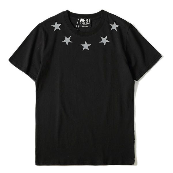

2020 summer brand new мужские футболки с коротким рукавом белый черный пятиконечная звезда футболка мужская дизайнер футболка tee вокруг шеи, White;black